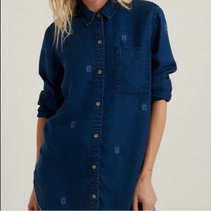 Oversized Embroidered Denim Top